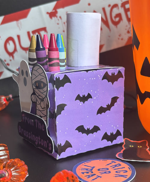 Custom Text Boo and Bandages Colouring Activity Box