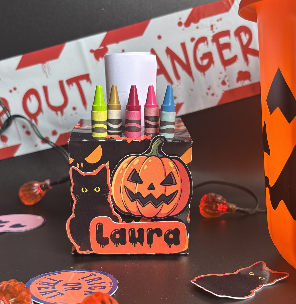 Custom Name Fright Night Colouring Activity Box