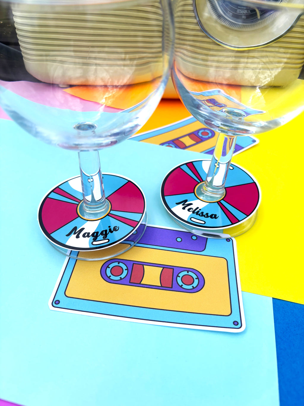 Retro CD Wine Glass Tags