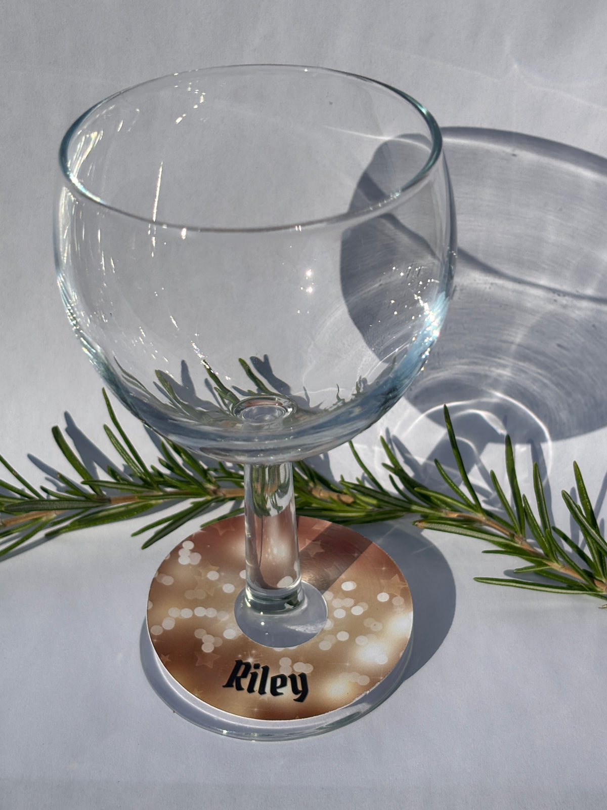 Golden Sparkle Wine Glass Name Tags