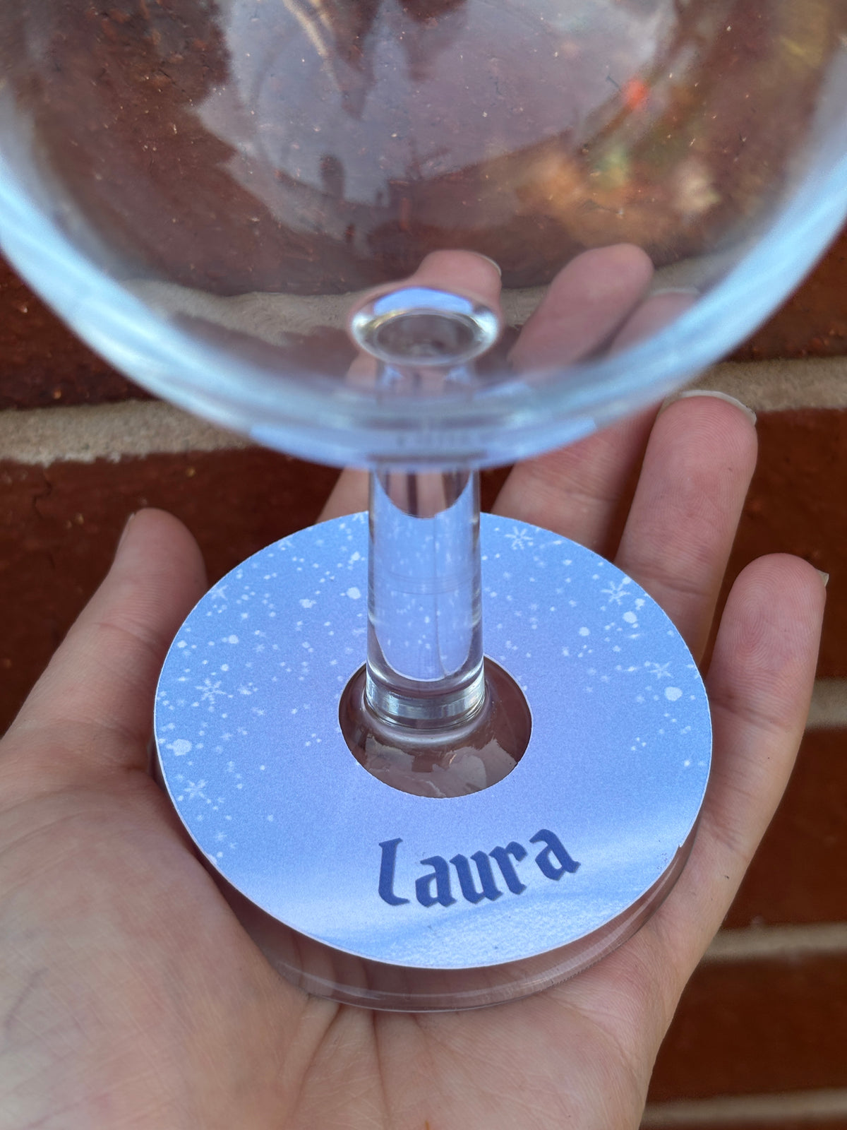 Winter Whisper Wine Glass Name Tags