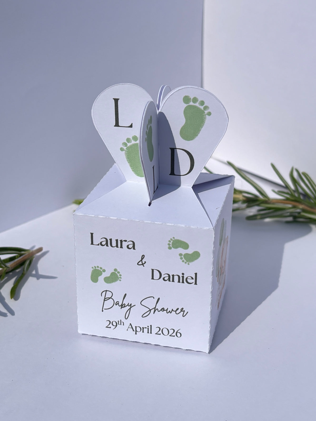 Personalised Baby Footprints Favour Box
