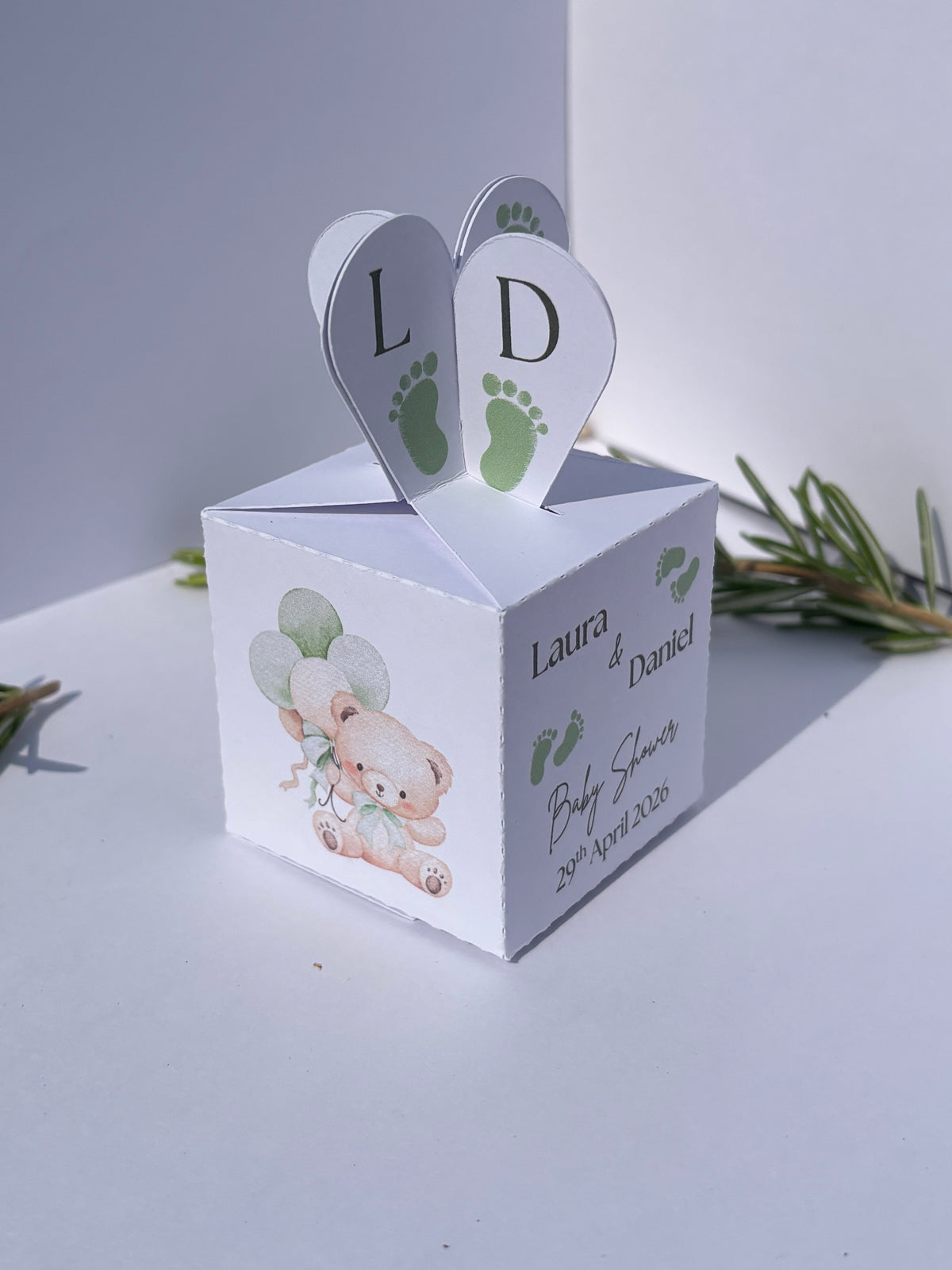 Personalised Baby Footprints Favour Box