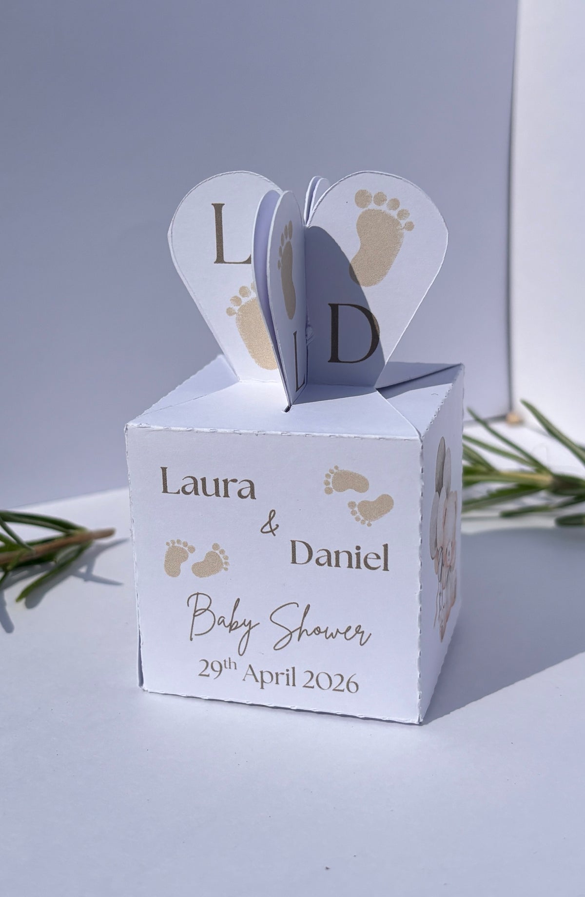 Personalised Baby Footprints Favour Box