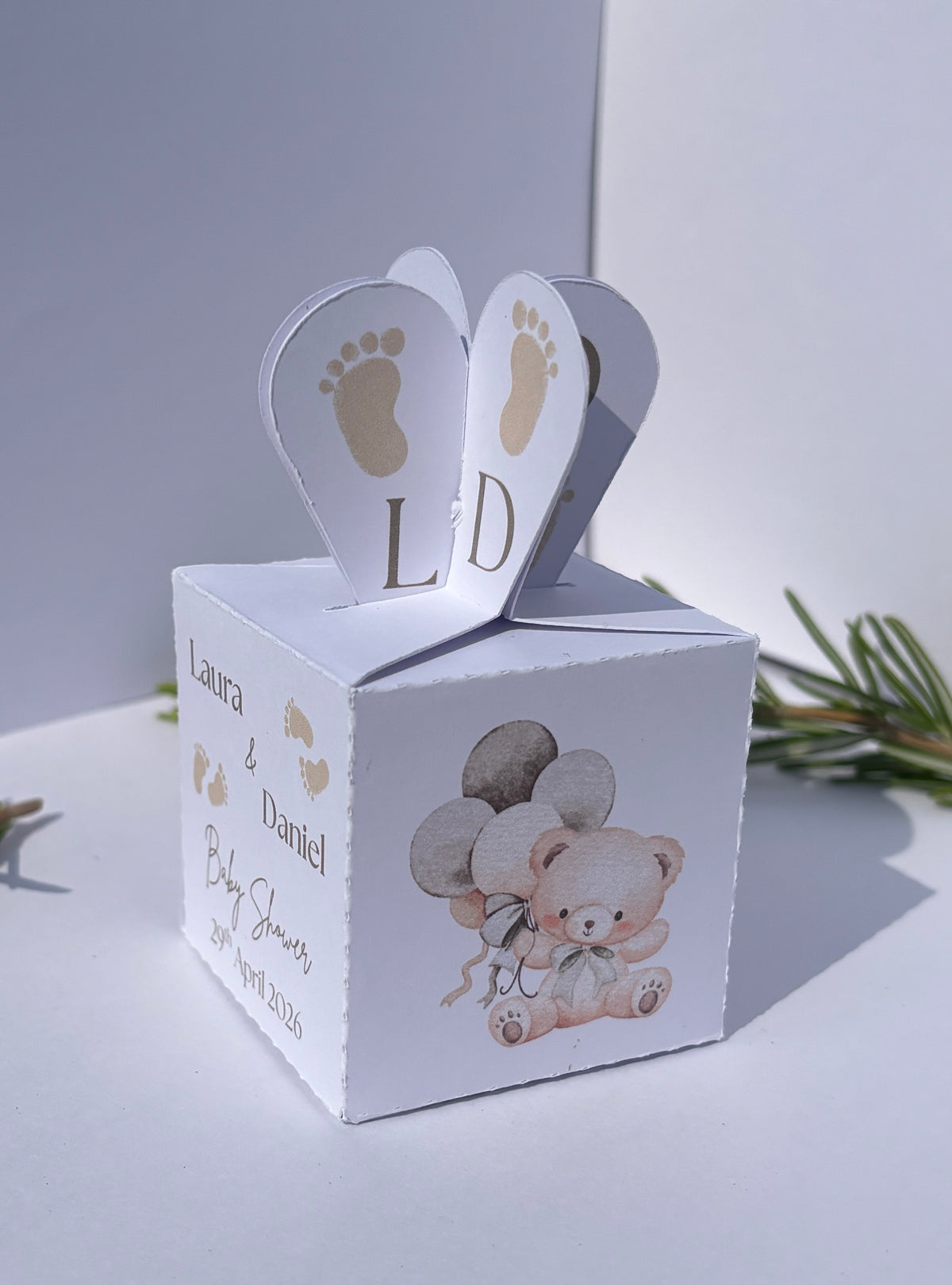 Personalised Baby Footprints Favour Box