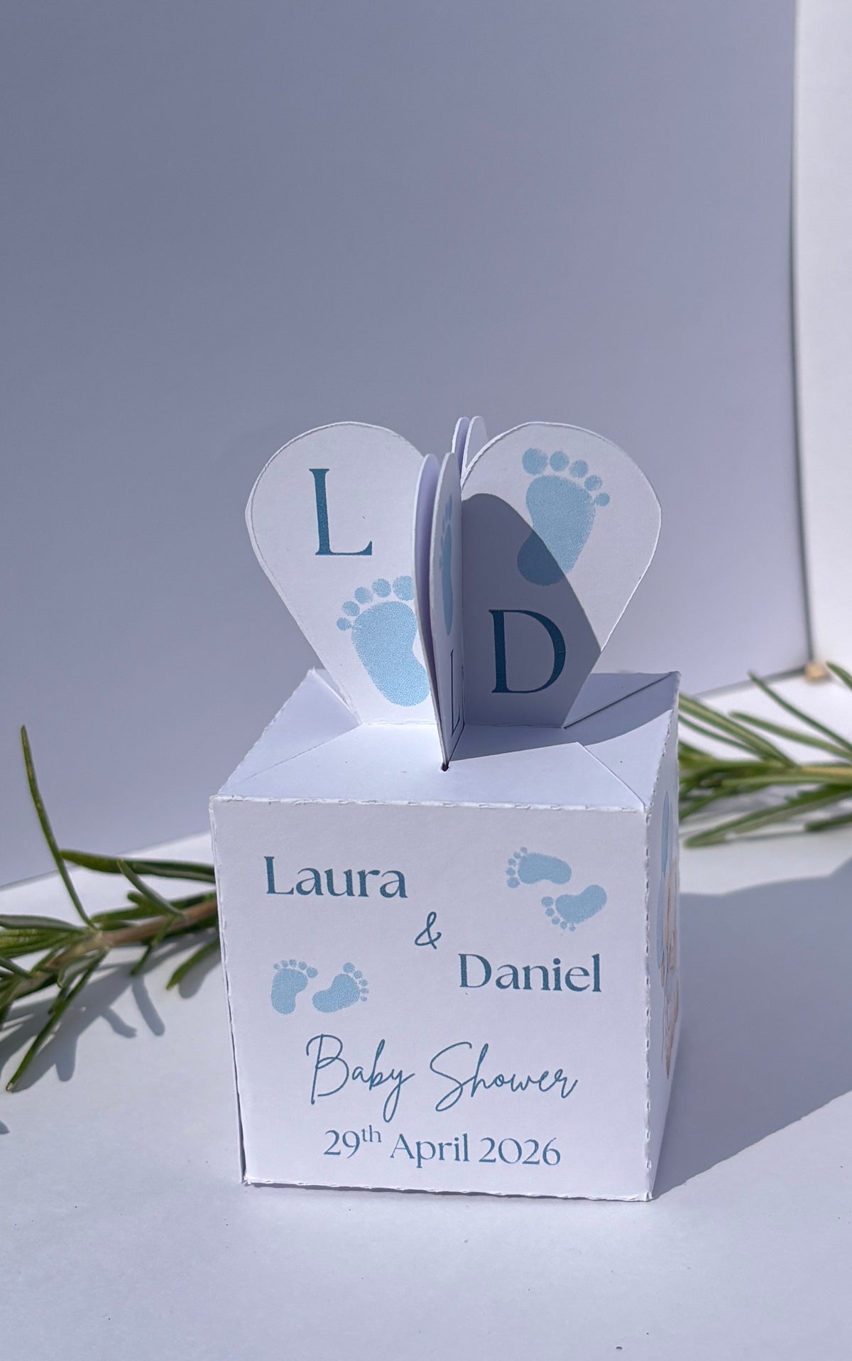 Personalised Baby Footprints Favour Box