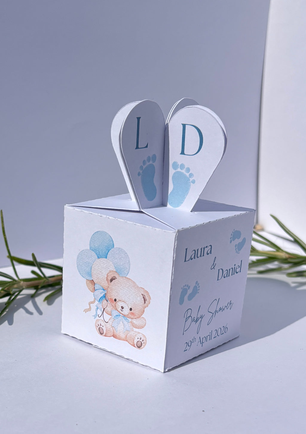 Personalised Baby Footprints Favour Box