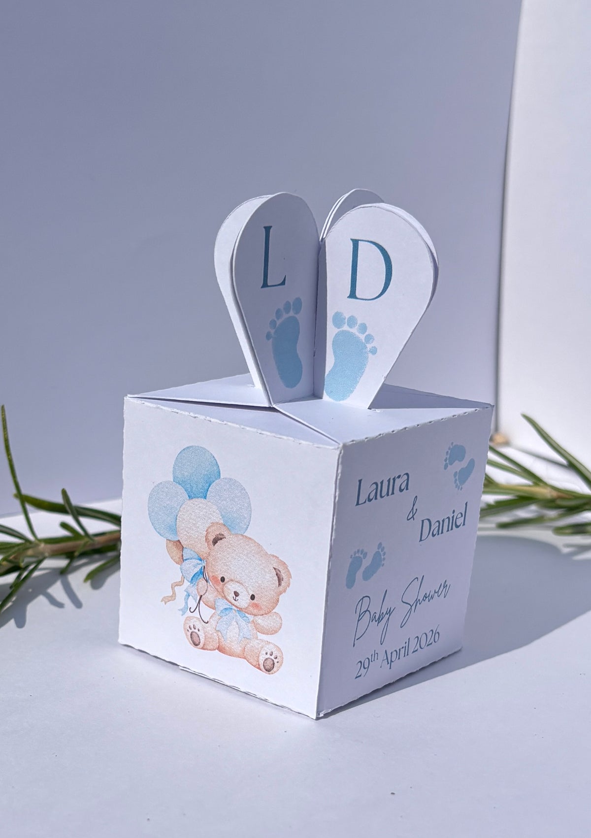 Personalised Baby Footprints Favour Box