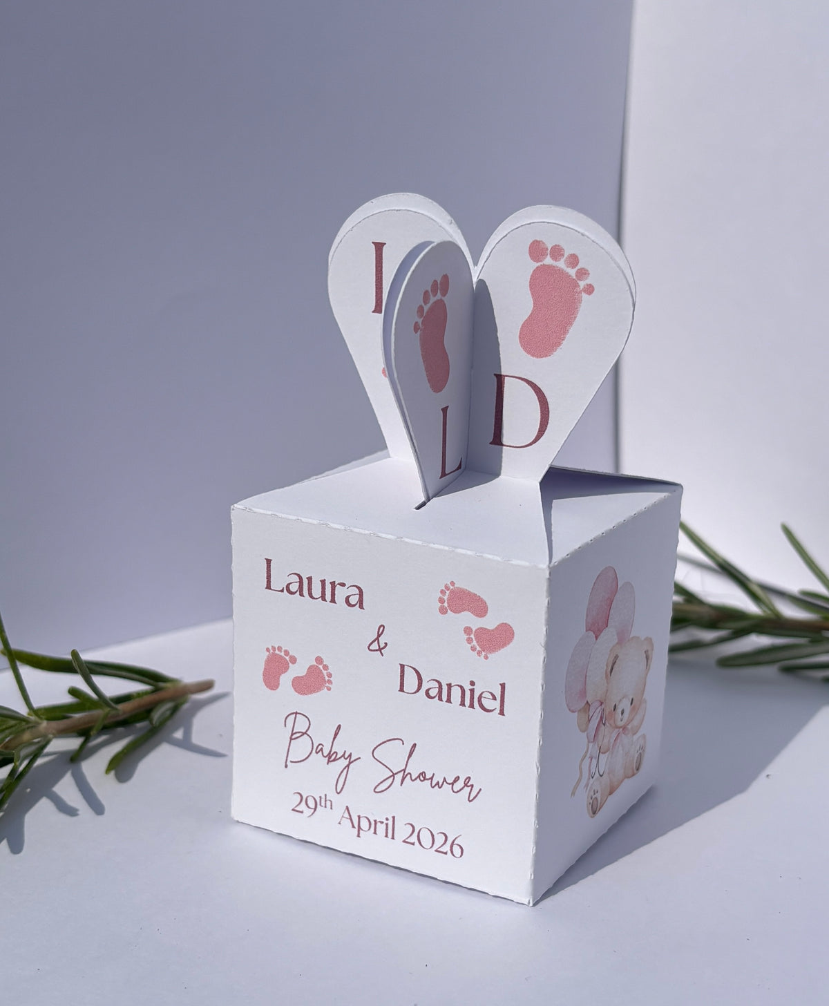 Personalised Baby Footprints Favour Box
