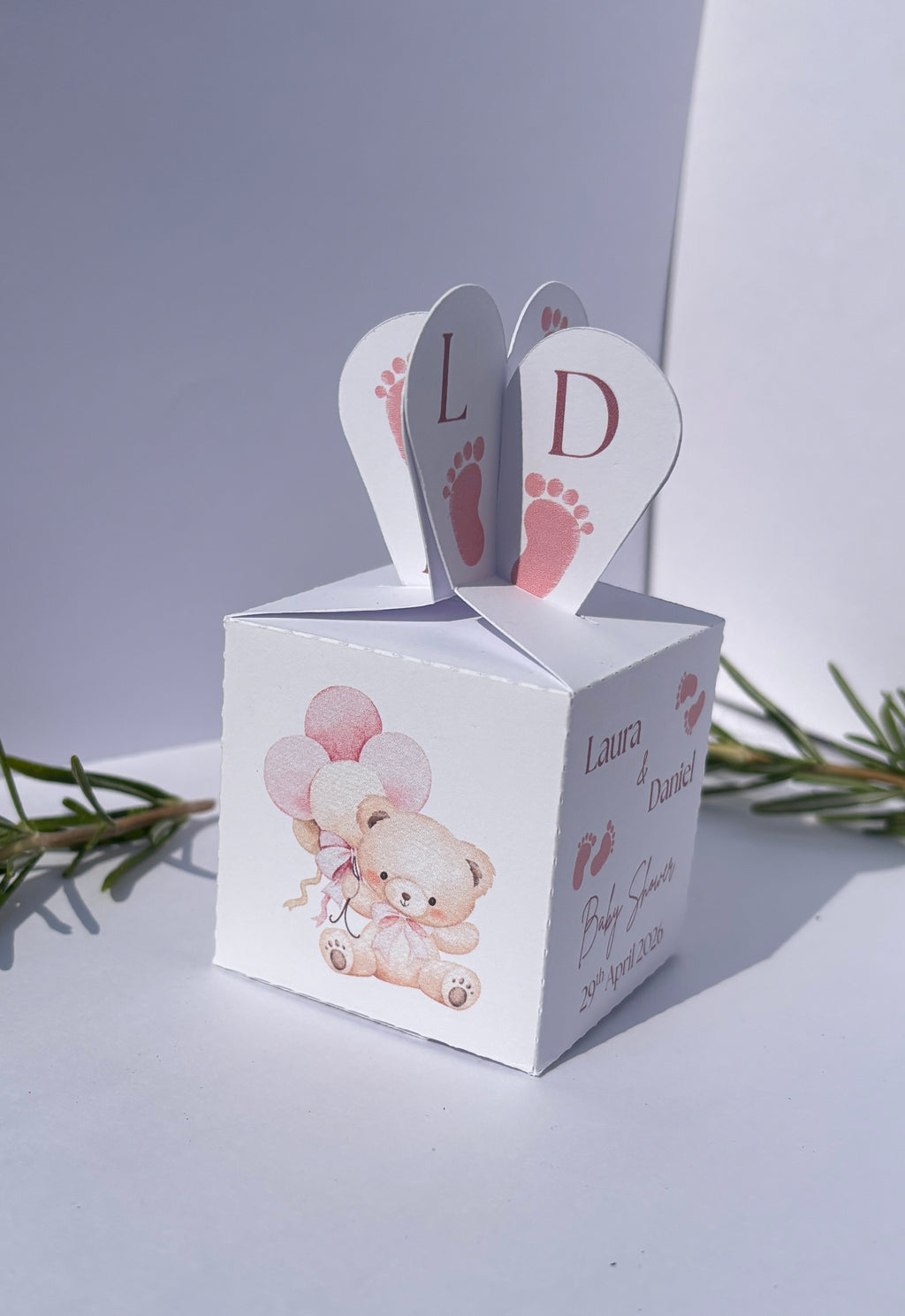 Personalised Baby Footprints Favour Box