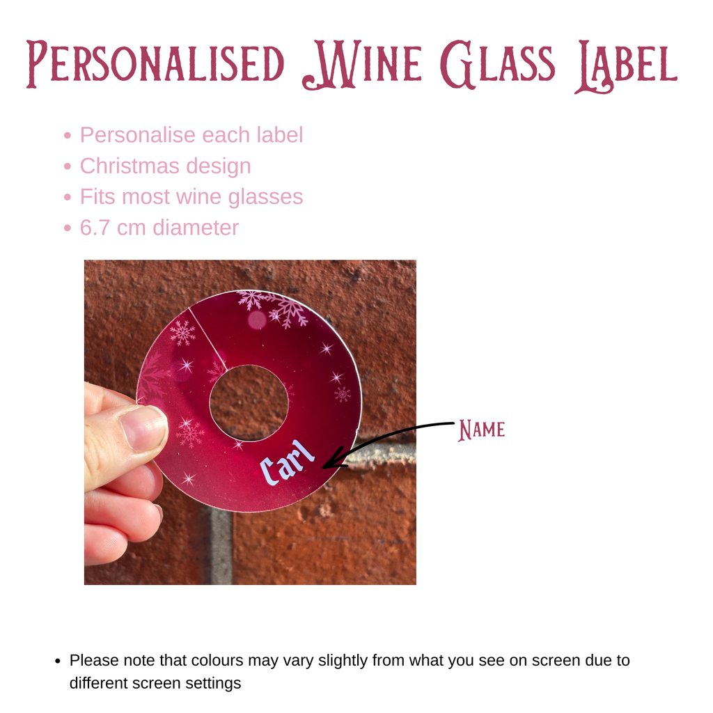 Ruby Frost Wine Glass Name Tags
