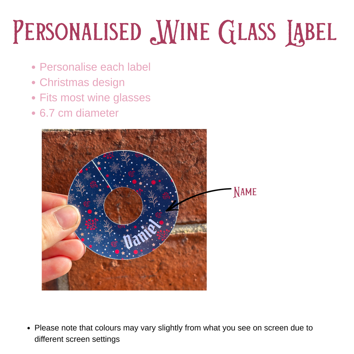 Festive Forest Wine Glass Name Tags