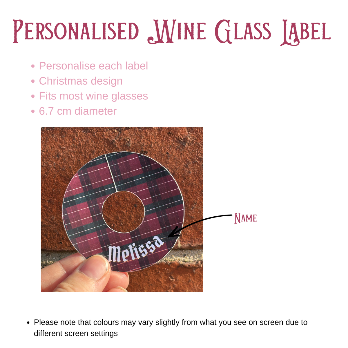 Highland Christmas Wine Glass Name Tags