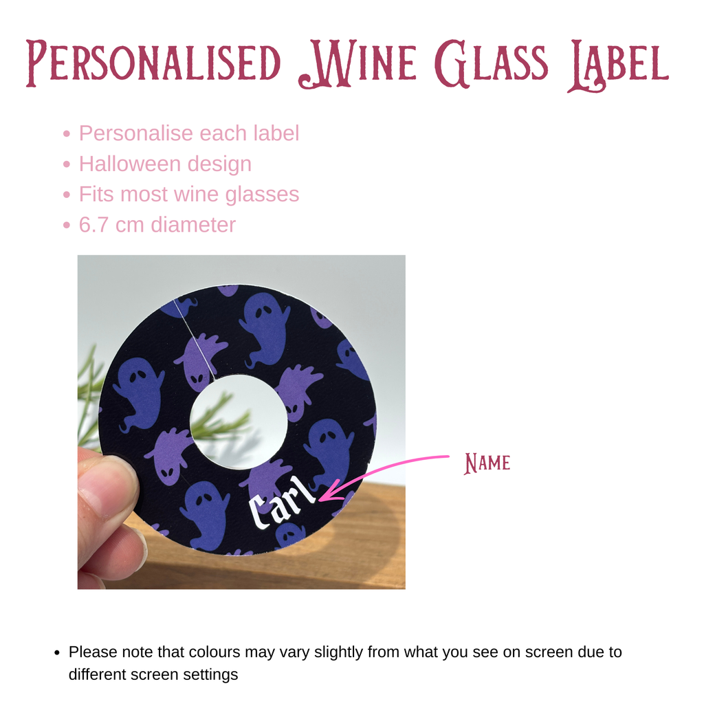 Ghostie Wine Glass Name Tags