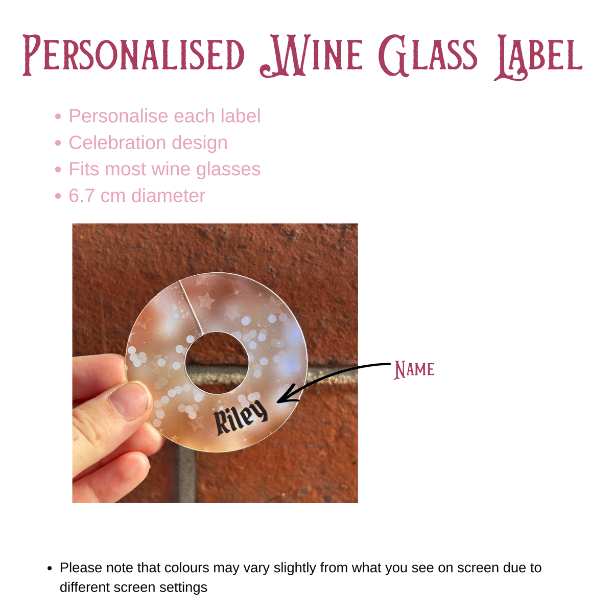 Golden Sparkle Wine Glass Name Tags