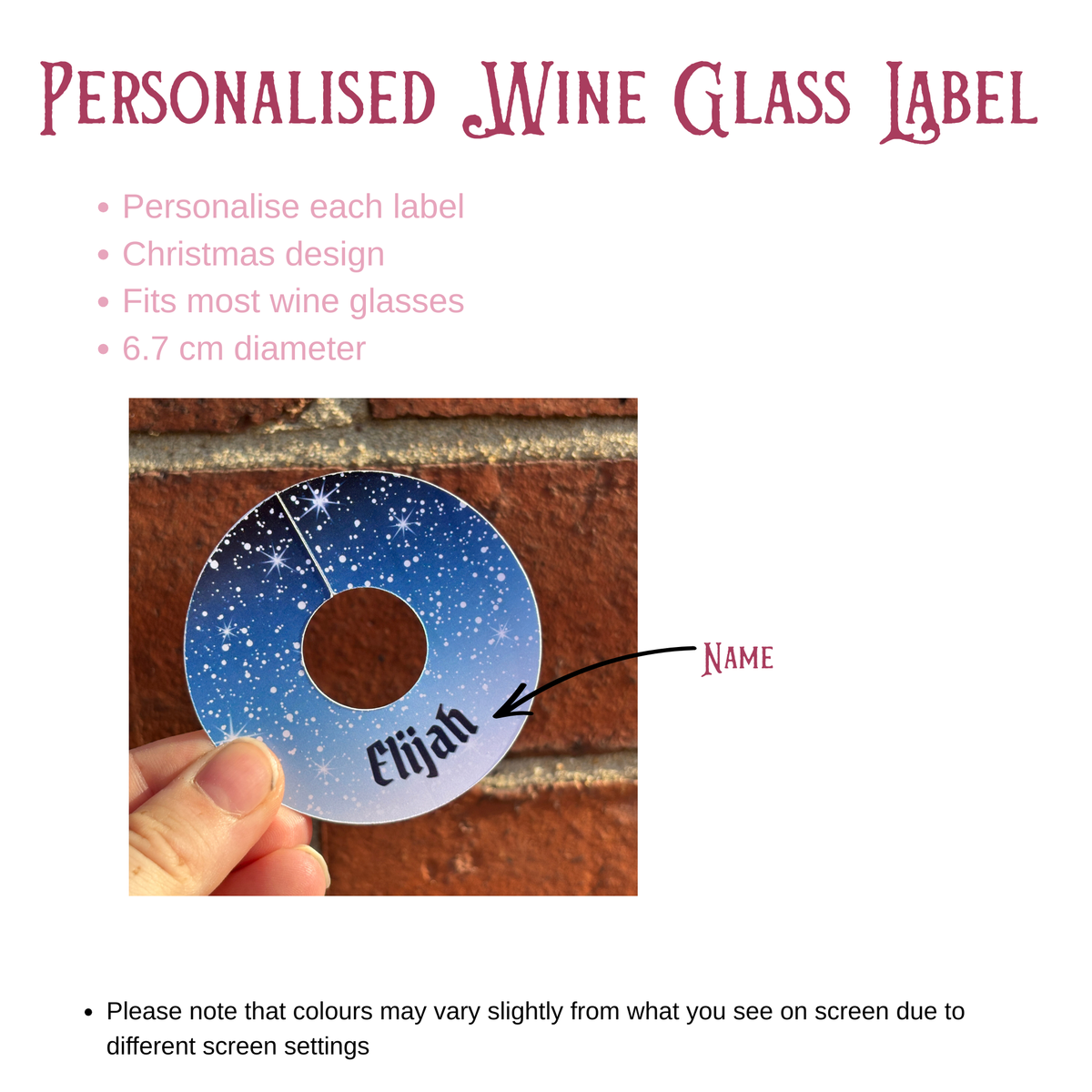 Midnight Frost Wine Glass Name Tags